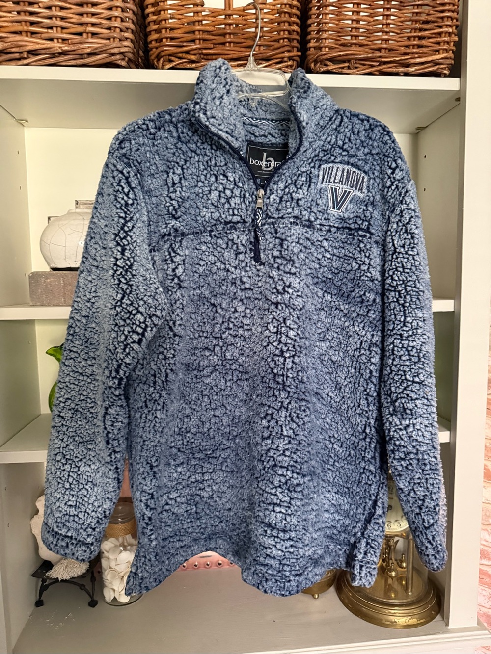 boxercraft Navy Sherpa Pullover with Villanova Embroidery